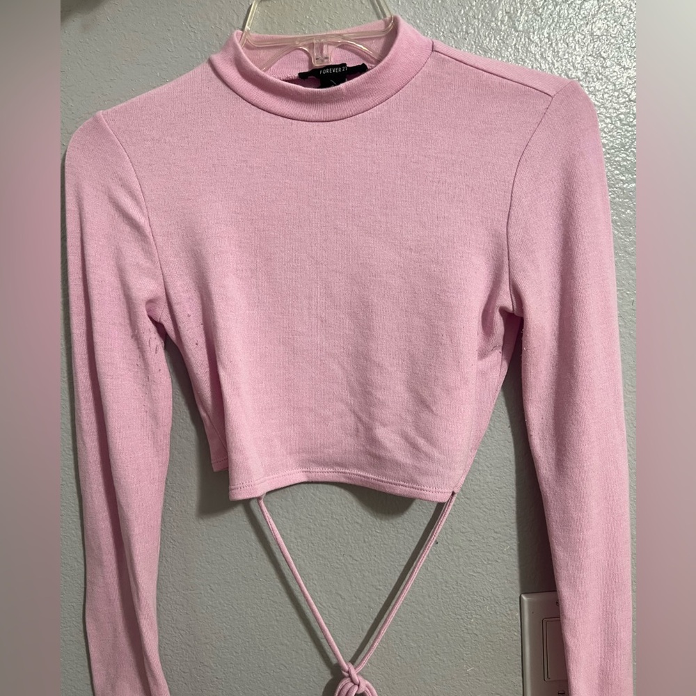 Pink tie long sleeve